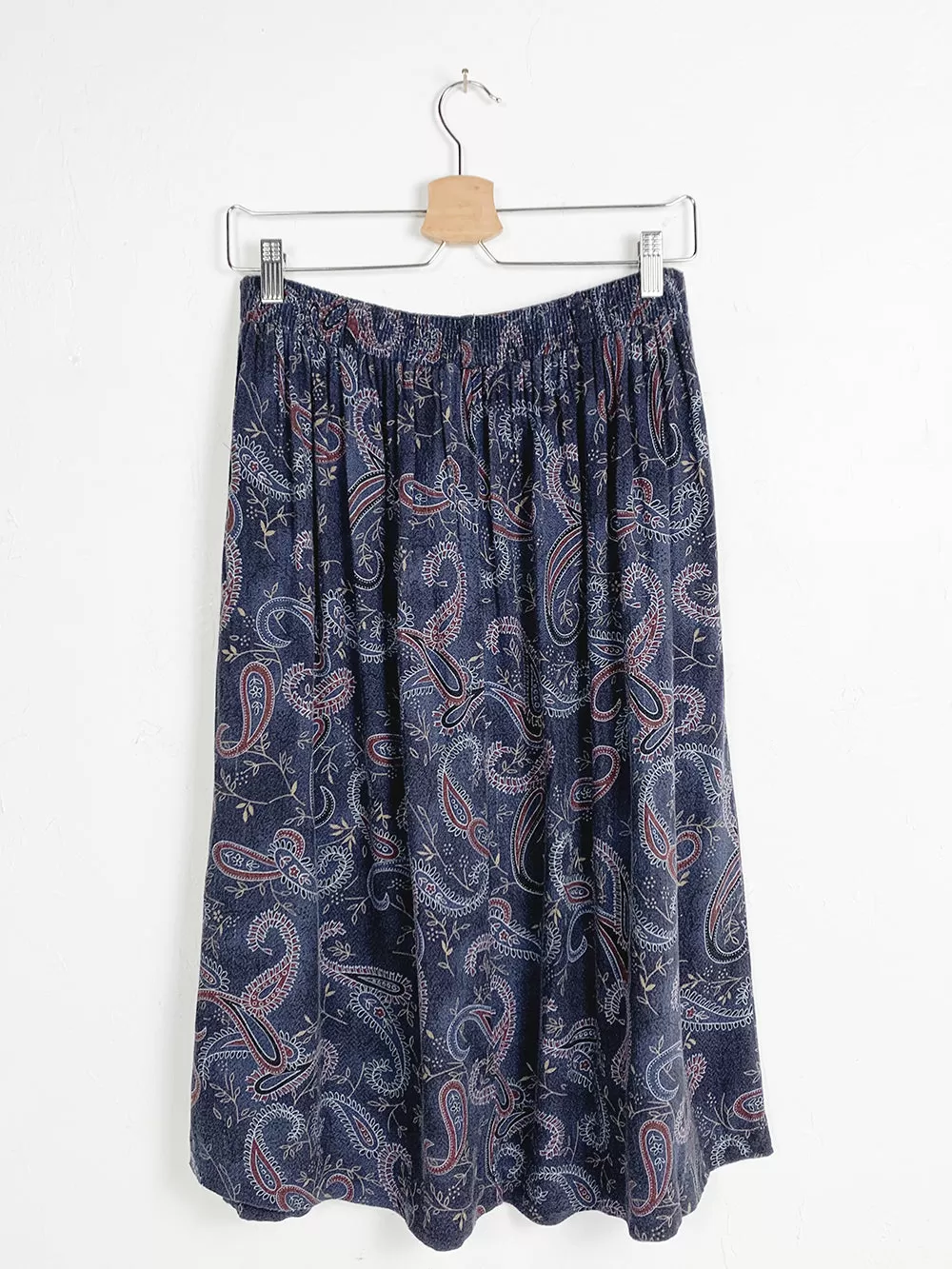 SH Soft Navy Paisley Knee Length Skirt