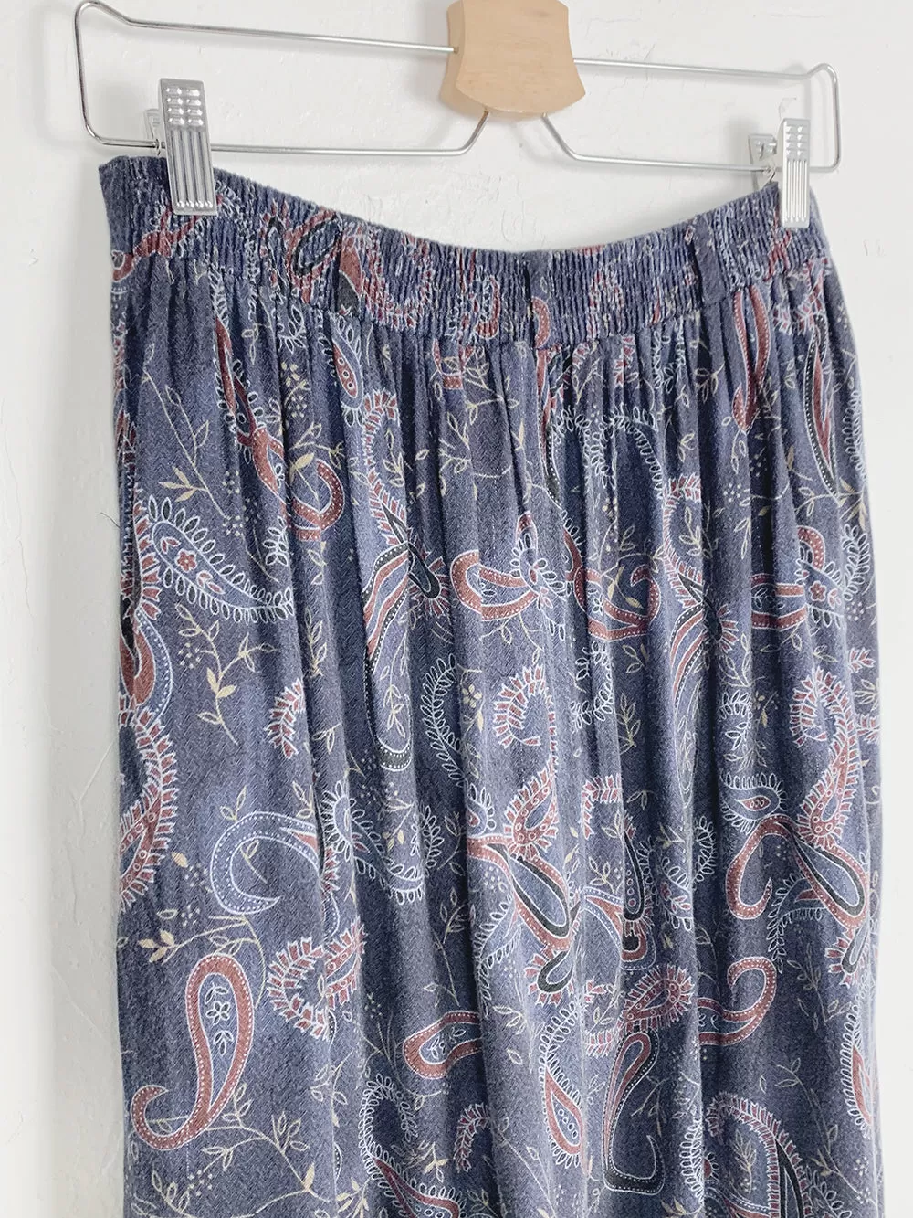 SH Soft Navy Paisley Knee Length Skirt