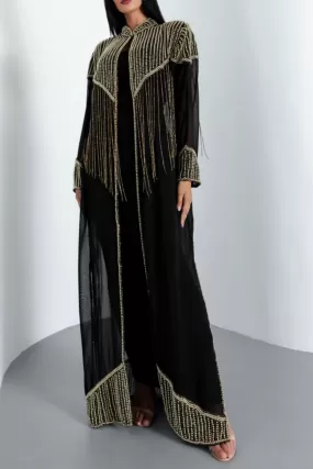 SHAMS BLACK EMBELLISHED KIMONO