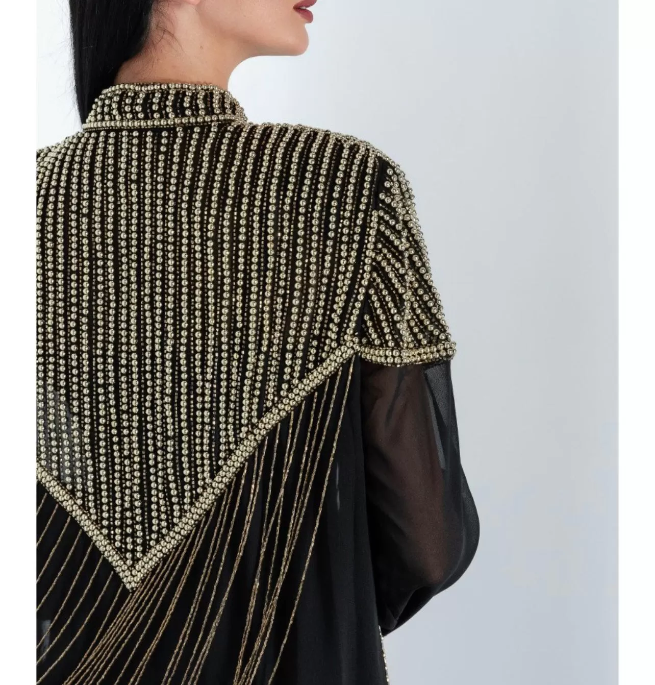 SHAMS BLACK EMBELLISHED KIMONO