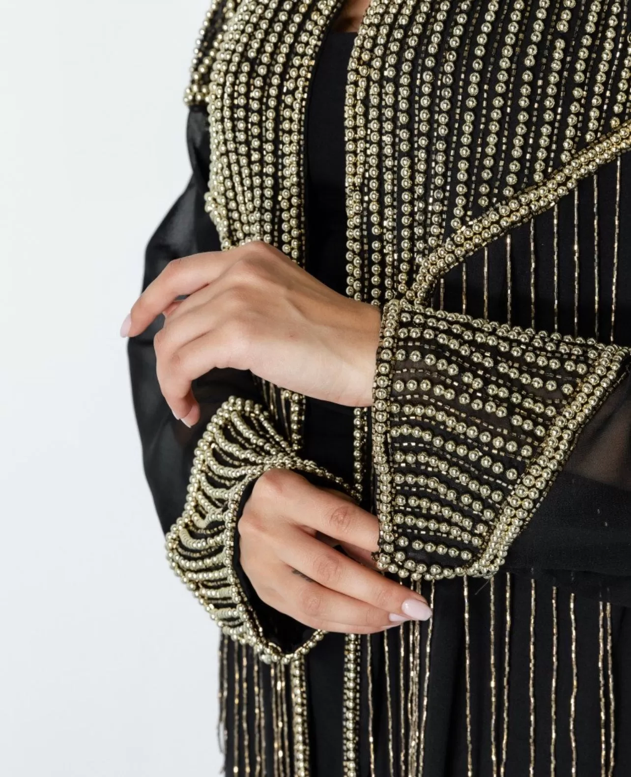 SHAMS BLACK EMBELLISHED KIMONO