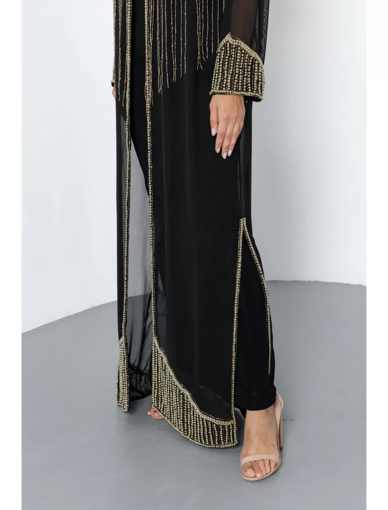 SHAMS BLACK EMBELLISHED KIMONO