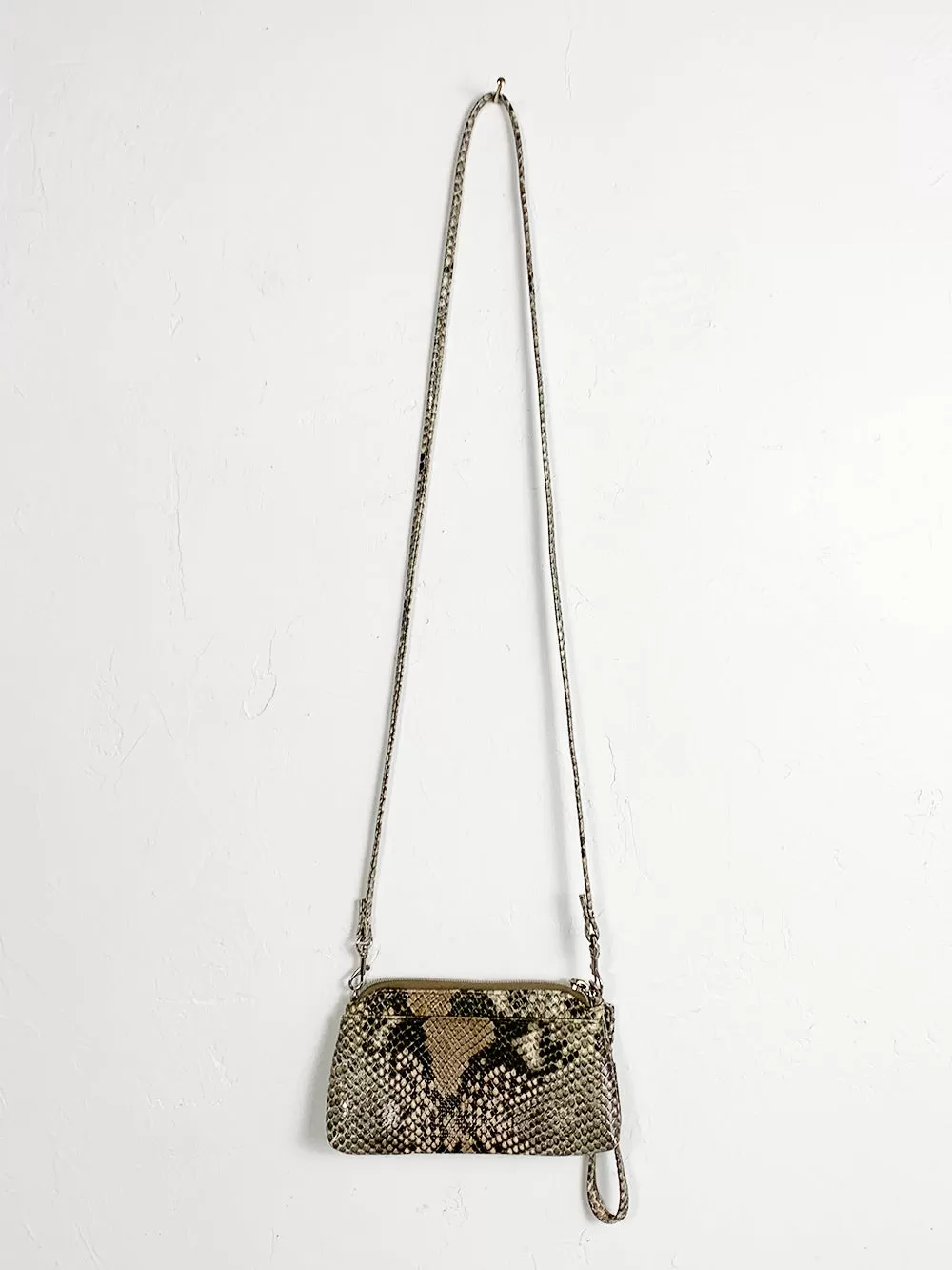 Snakeskin Convertible Mini Clutch Cross Body Purse