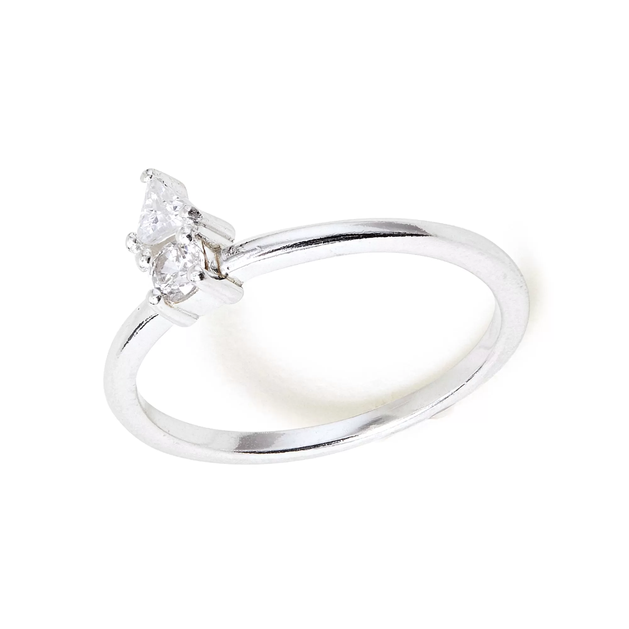 Sterling Silver Sparkle Two Stone Ring White-Small