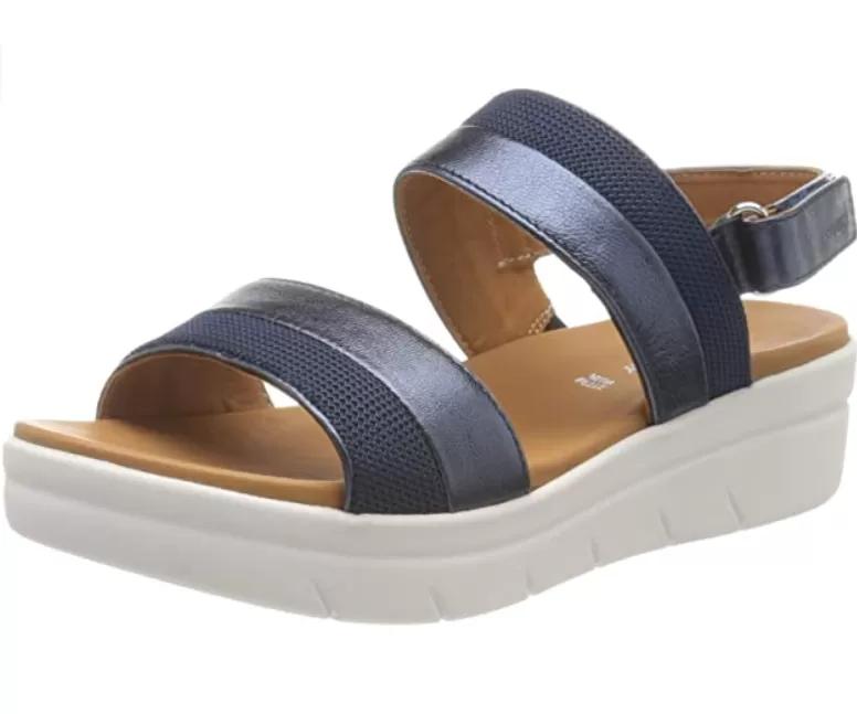 Stonefly Aqua III 11 women's casual sandal in laminated leather 213783 100 limo blue