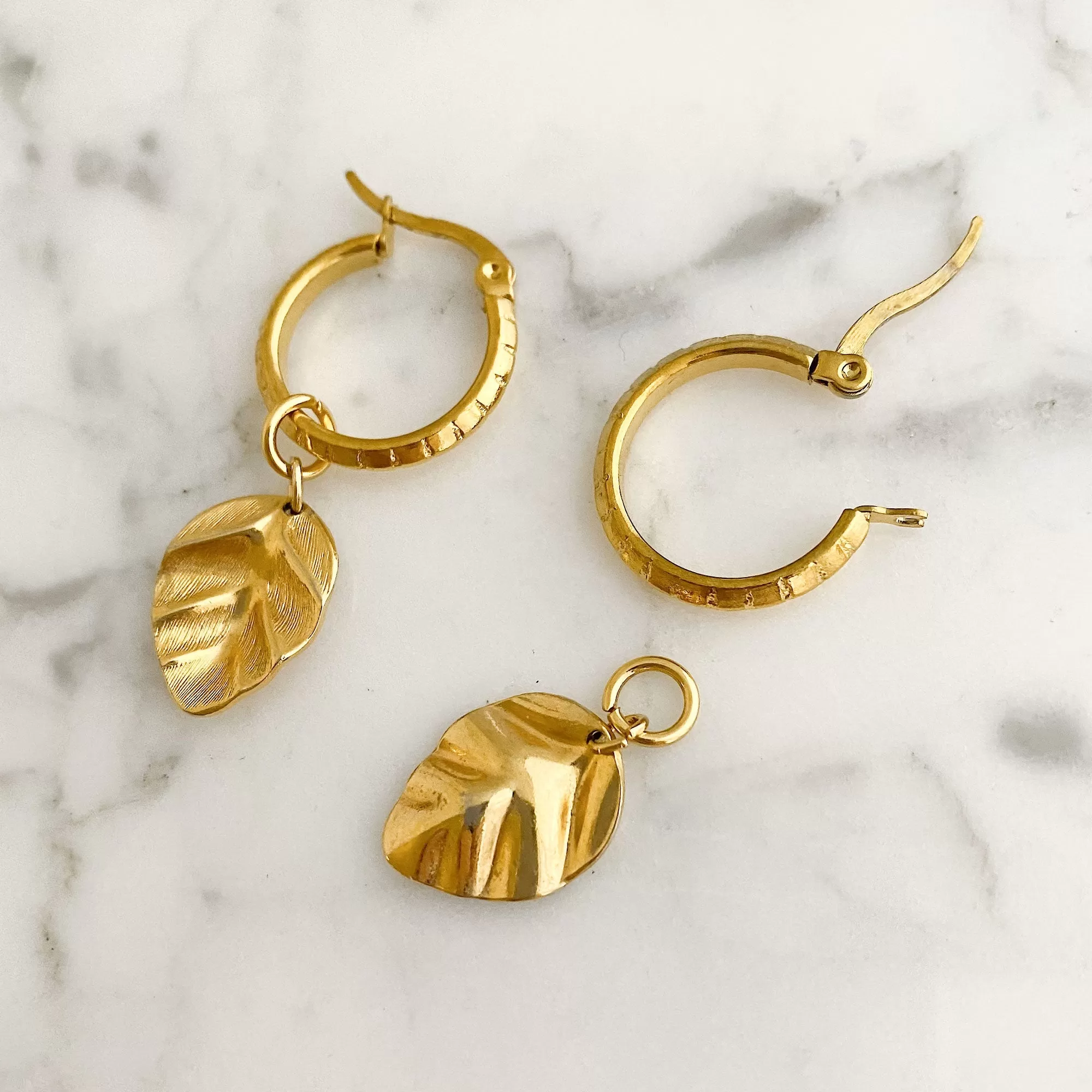 TARYN gold charm hoop earrings