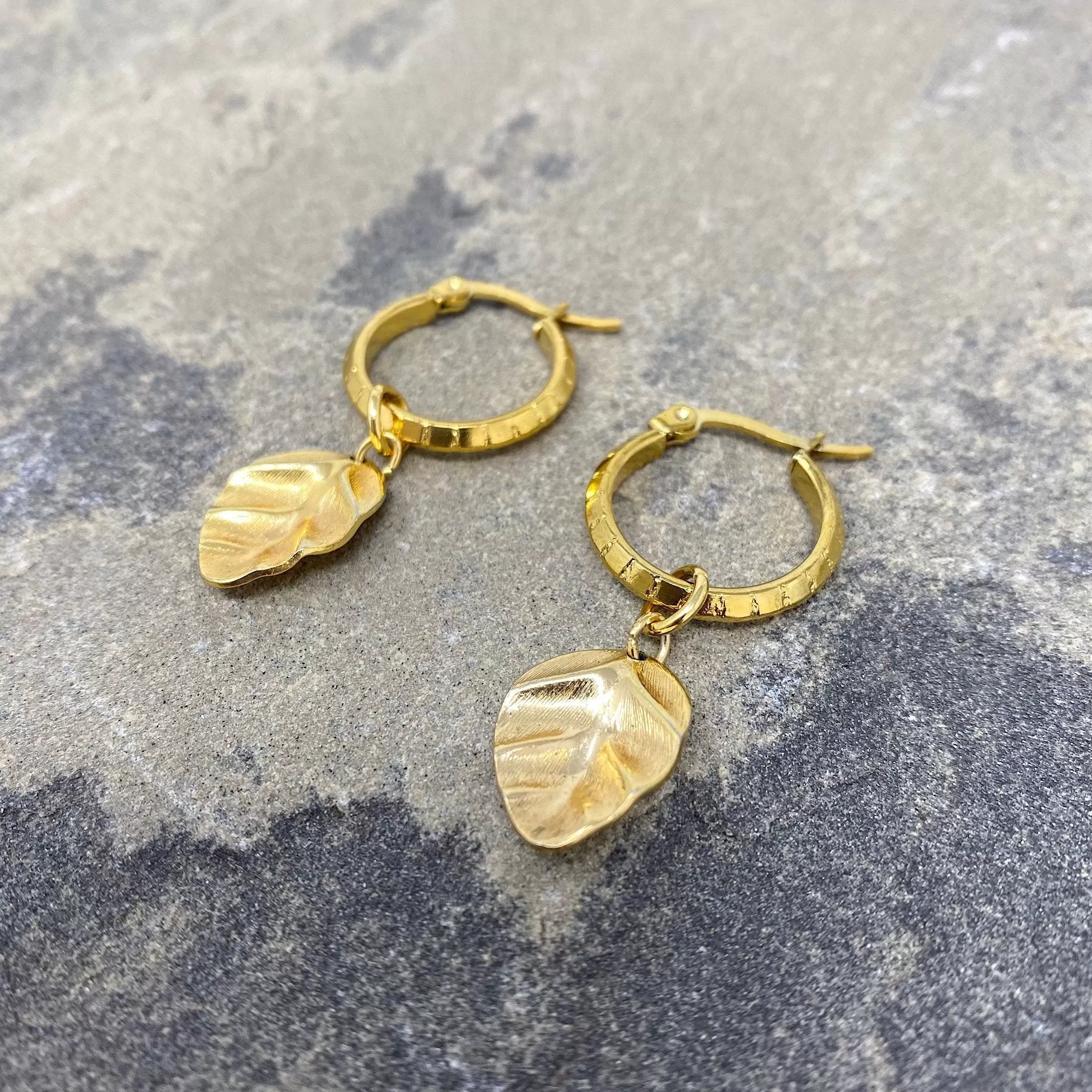 TARYN gold charm hoop earrings