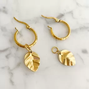 TARYN gold charm hoop earrings