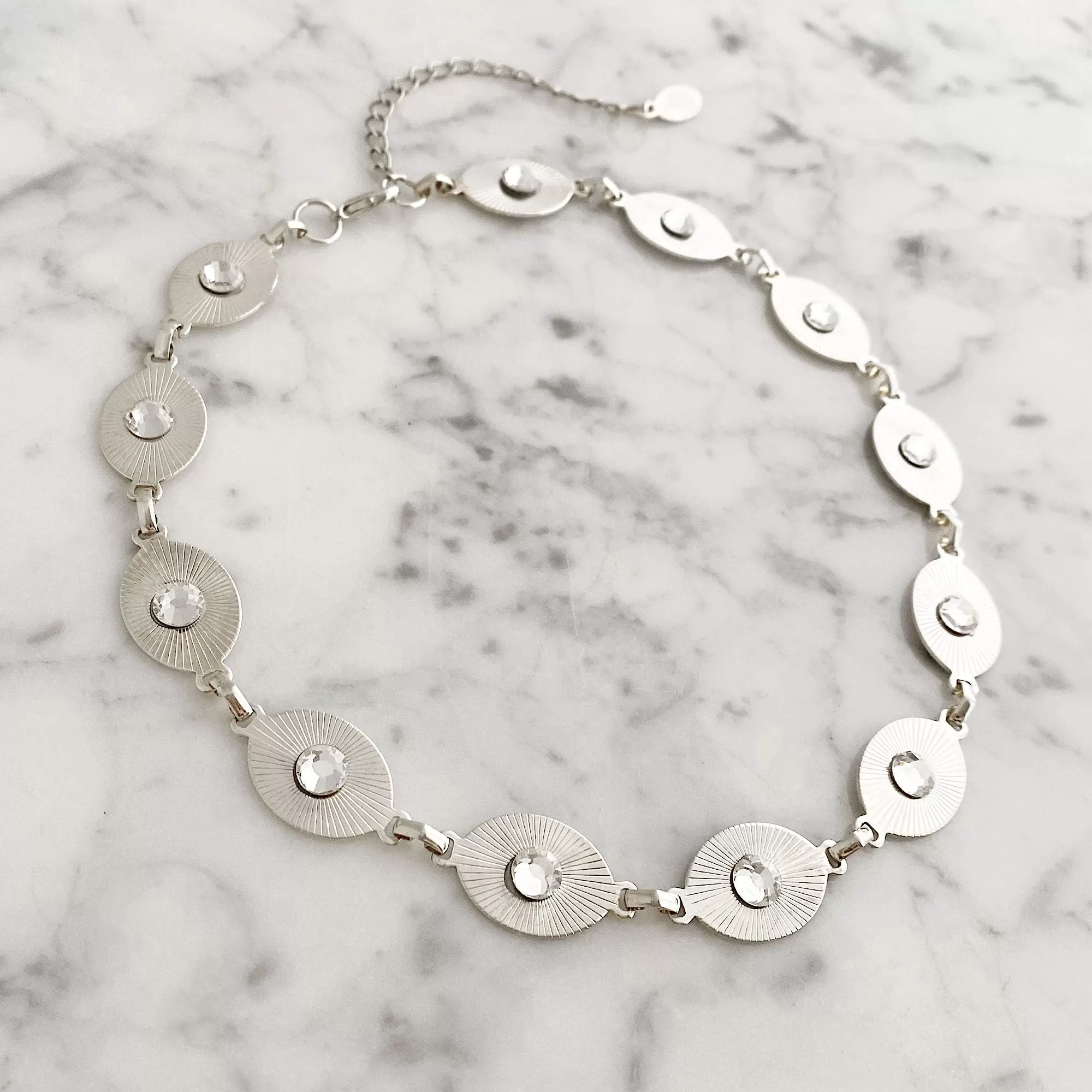 TAYA silver and crystal link necklace