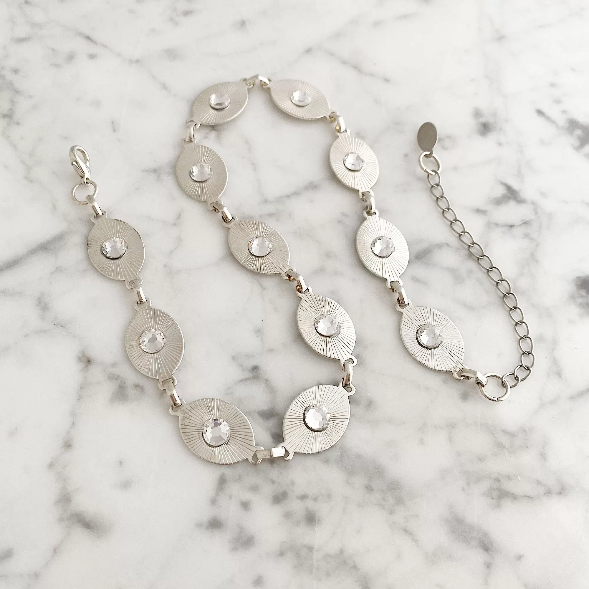 TAYA silver and crystal link necklace