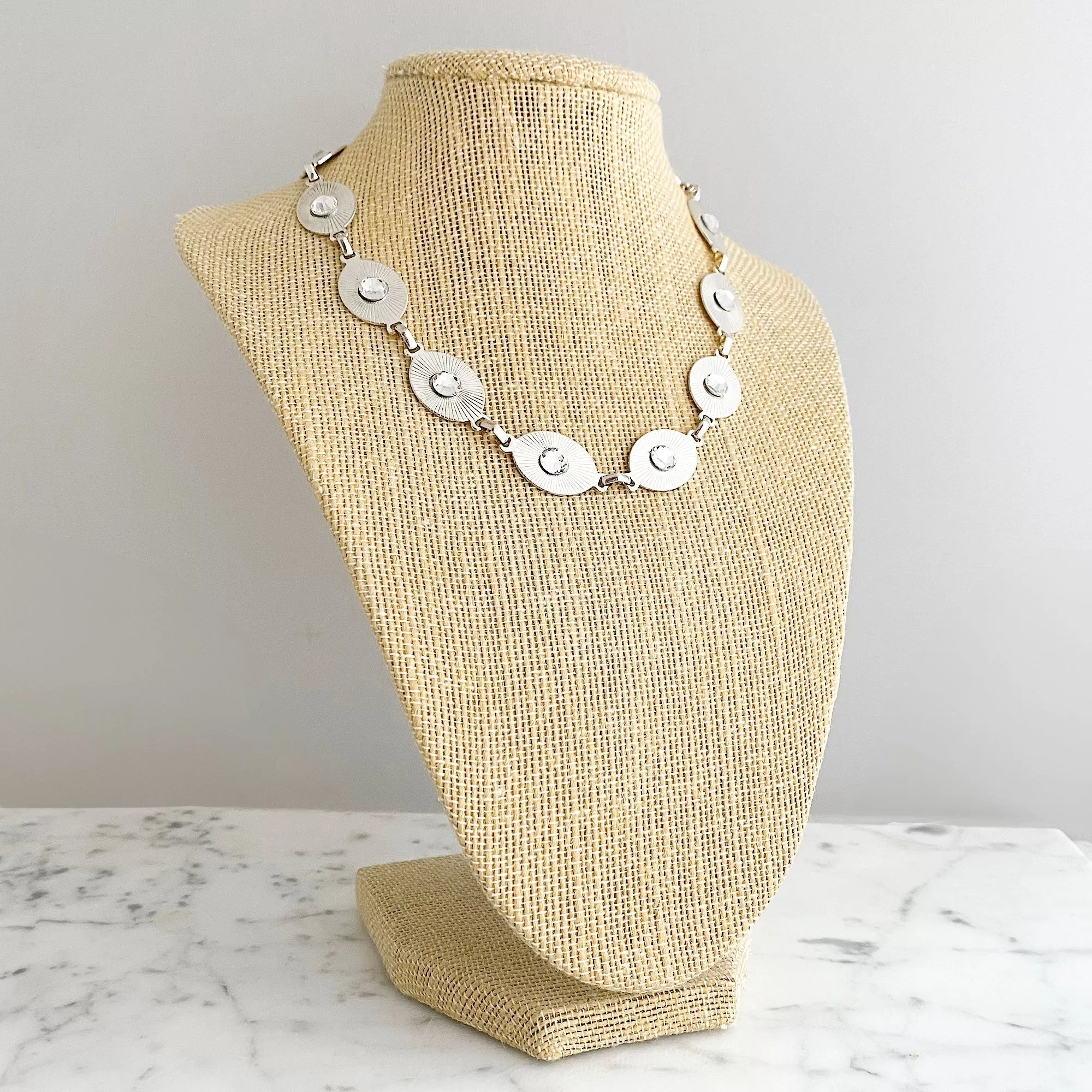 TAYA silver and crystal link necklace