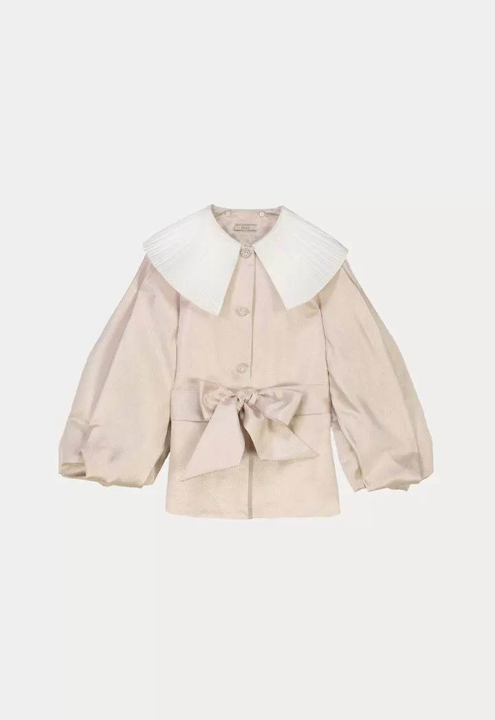 Textured Pleated Collar Jacket