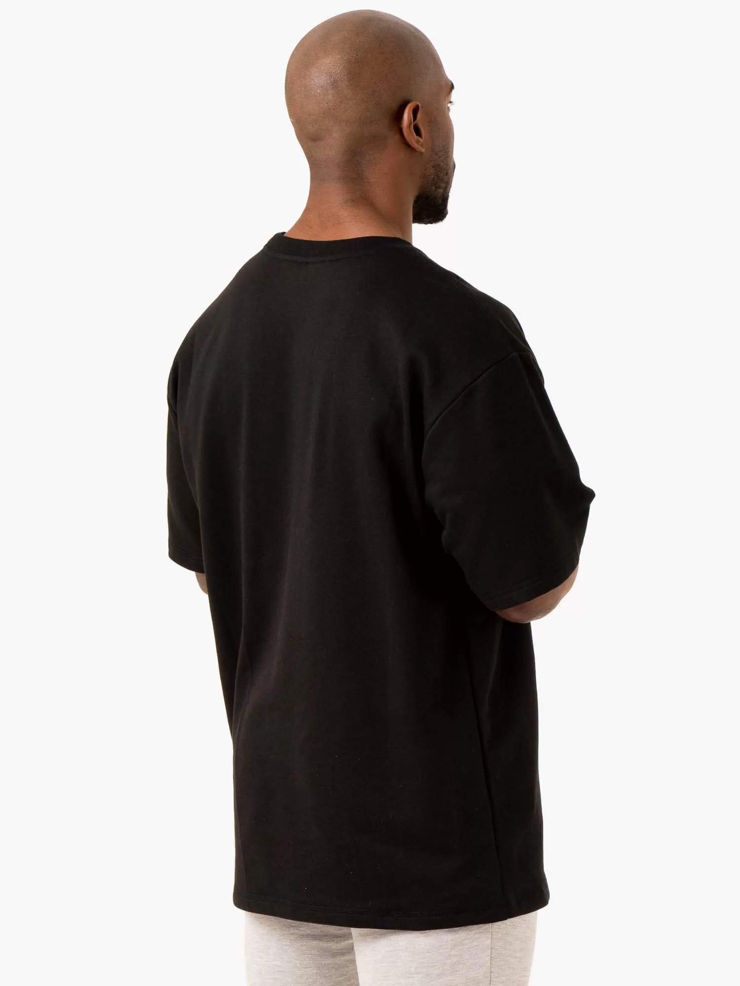 Throwback Oversized Fleece T-Shirt - Black