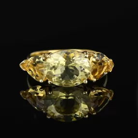 Vintage 14K Gold Heart Lemon Citrine Ring