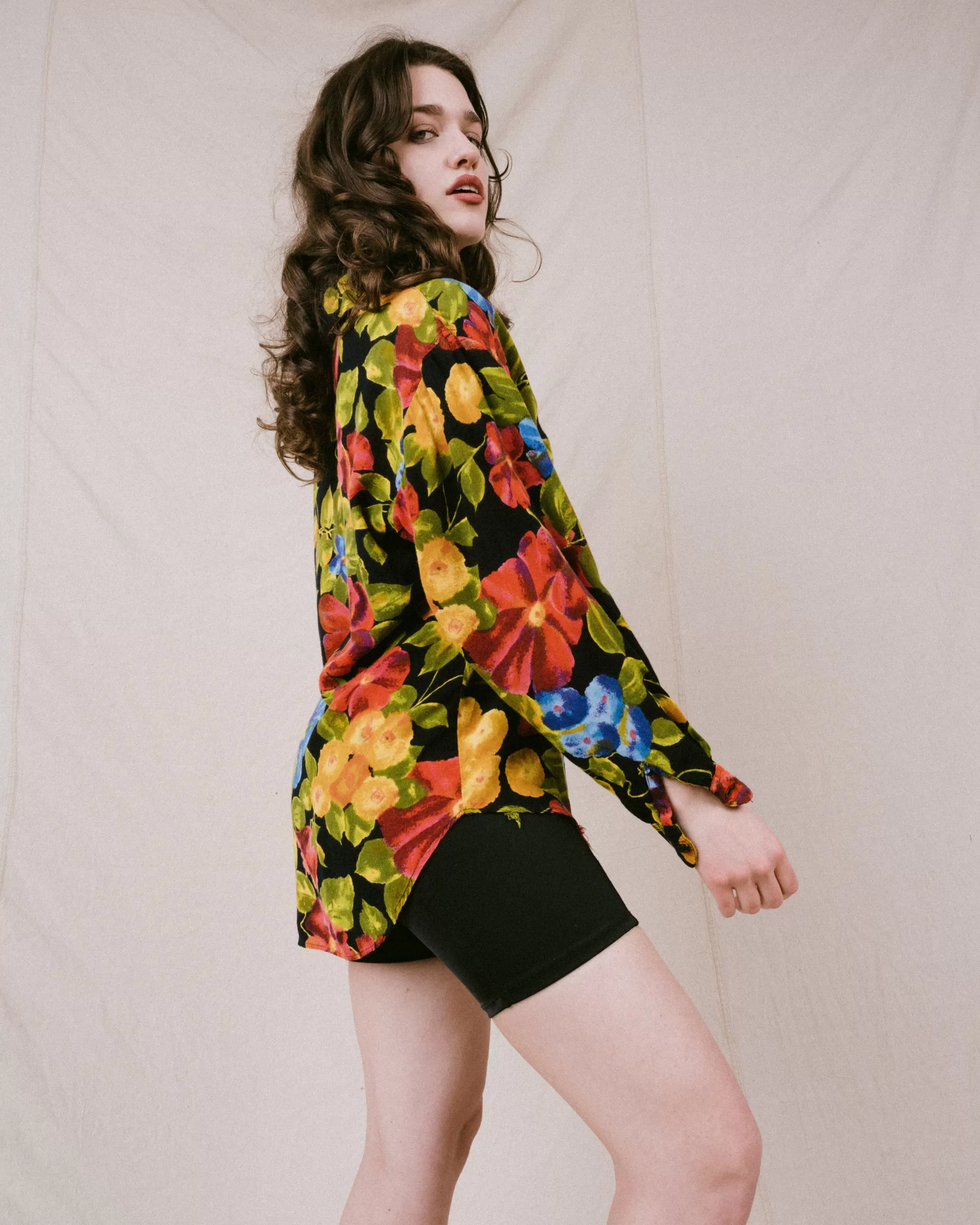 Vintage Bright Floral Blouse (S/M)