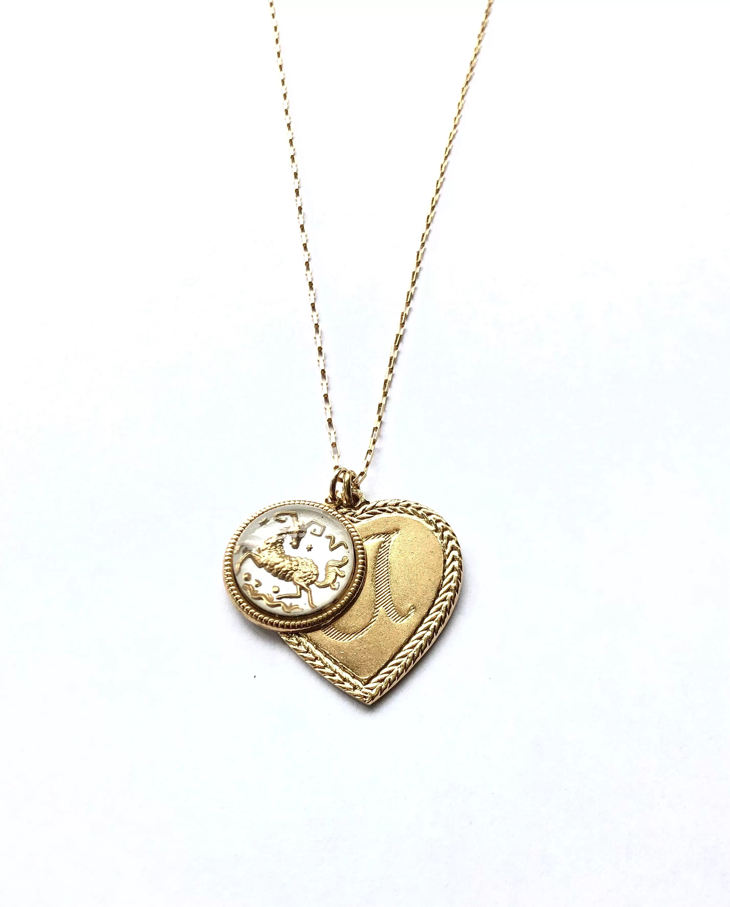 Vintage Monogram Heart Pendant