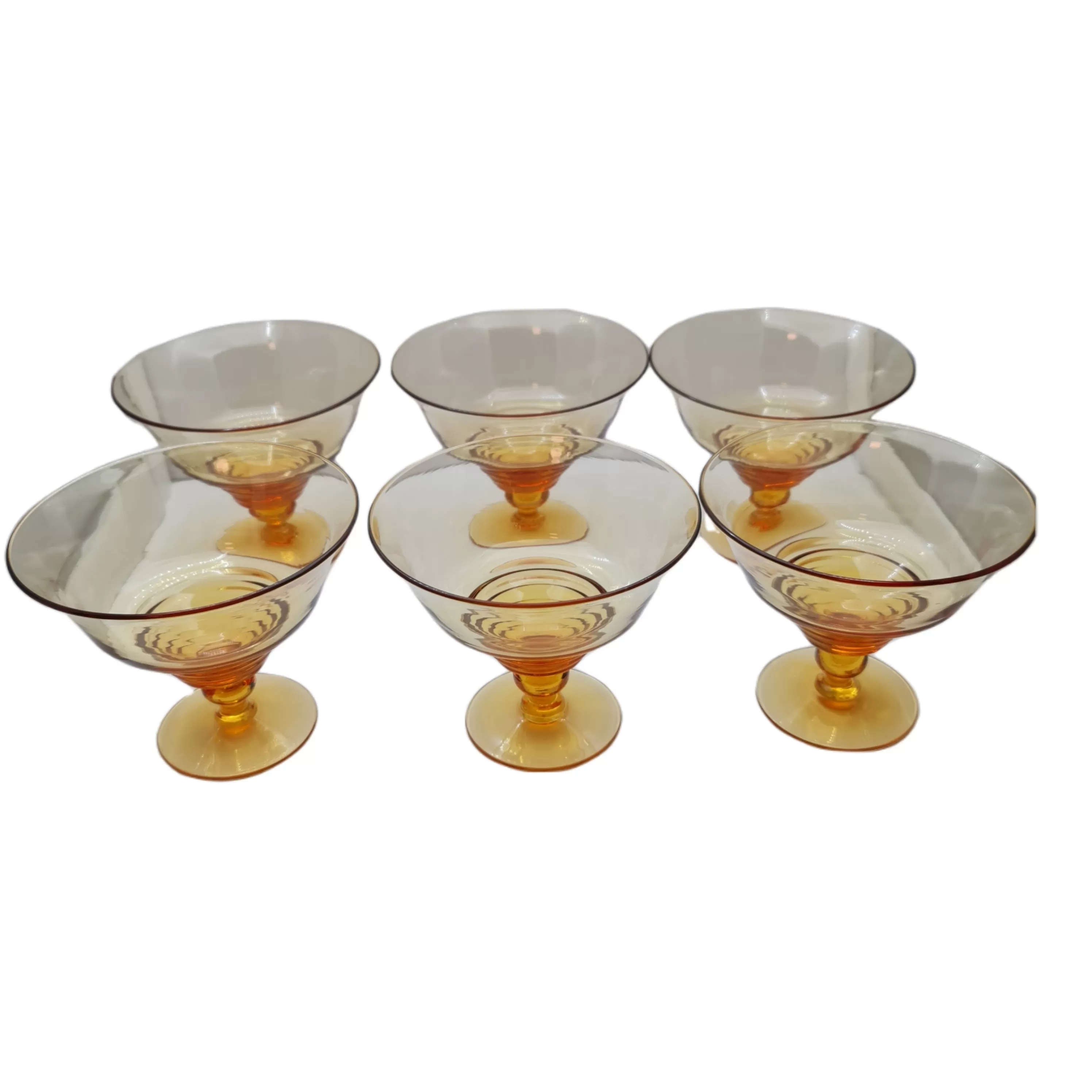 Vintage Stuart Crystal 1930s Amber coupe champagne cocktail glasses