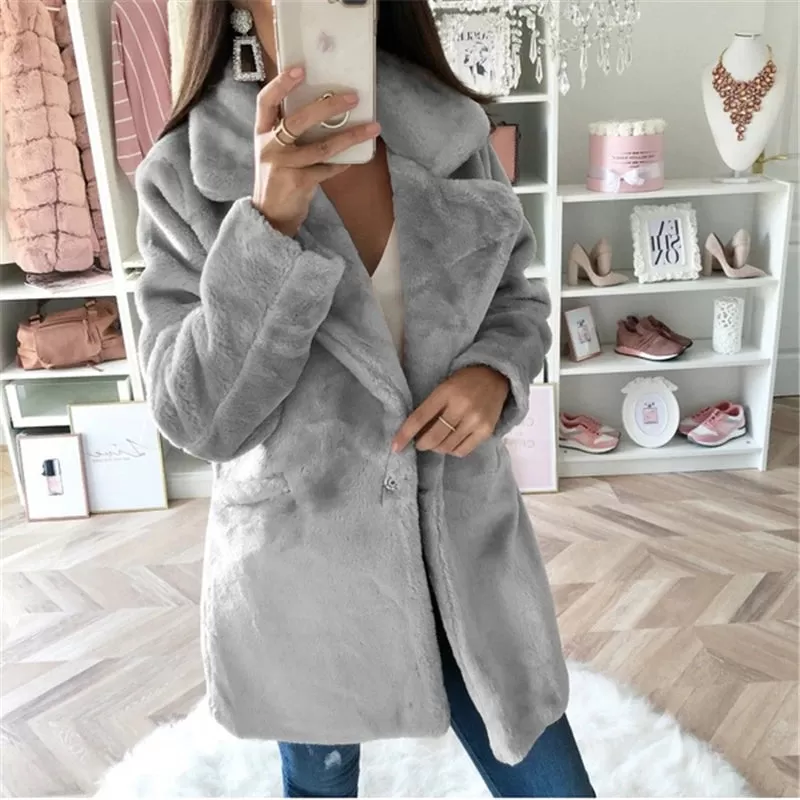 Winter Casual Long Faux Fur Coat