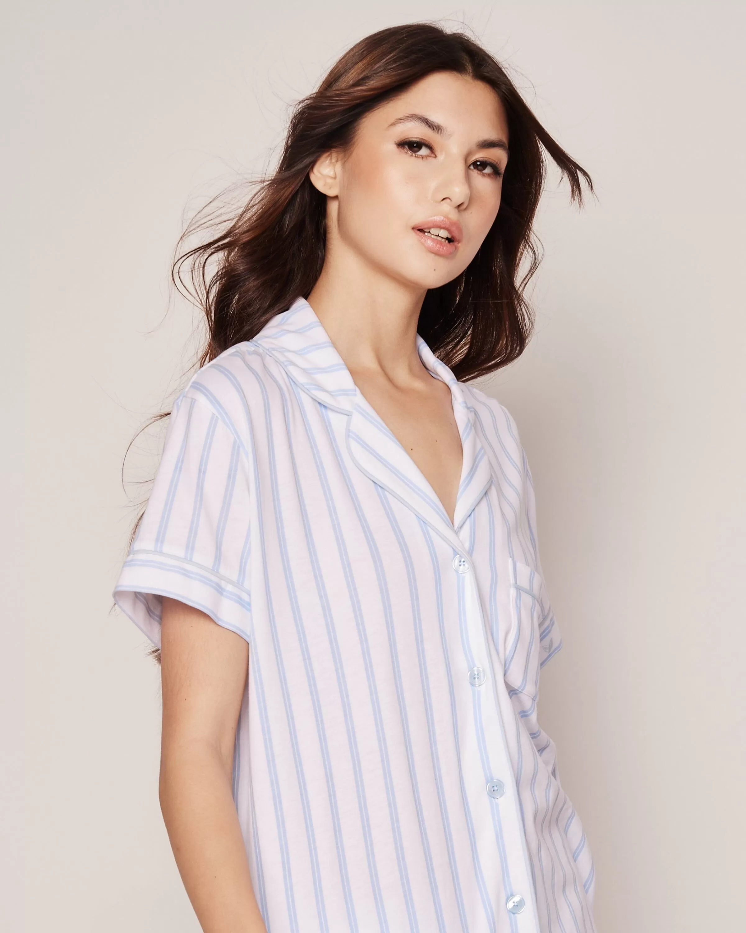 Women's Pima Pajama Short Set | Periwinkle Stripe