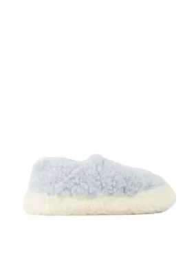 Yoko Wool Womens Siberian Wool Slippers Light Blue